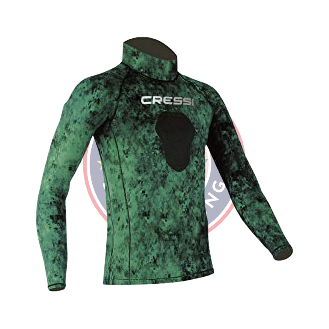 Cressi Hunter Green Camo Rash Guard w/ Chest Pad