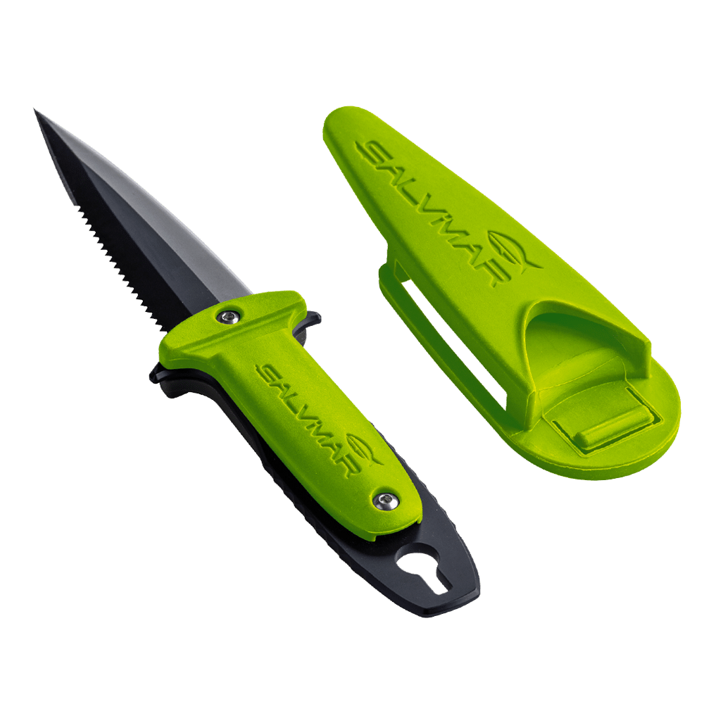 Salvimar Coltello Atlantis 100 Black Blade Knife - Acid Green