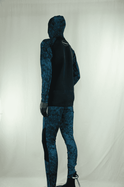 Cressi Cobia Blue Camo Hooded Rash Guard - Neoprene Padded Chest Wetsuit / Rashguard