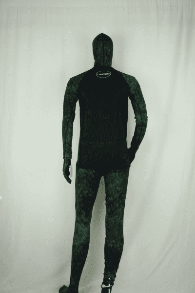 Cressi Cobia Green Camo Hooded Rash Guard - Neoprene Padded Chest Wetsuit / Rashguard