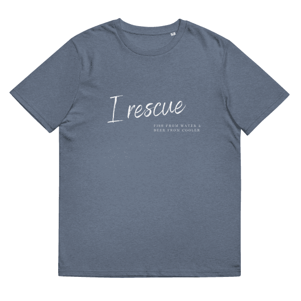 I Rescue Organic Cotton T-Shirt Dark Heather Blue / S