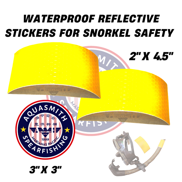 Waterproof Reflective Stickers for Snorkel Safety (Set of 2 + AQUASMITH Sticker)