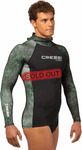Cressi Cobia Green Camo Hooded Rash Guard - Neoprene Padded Chest S Wetsuit / Rashguard